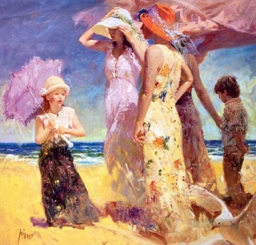Impresionismo Painting - Paraguas Playa Pino Daeni hermosa mujer dama
